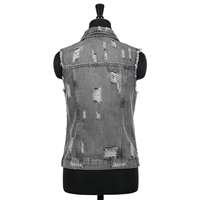 Gilet en jean déchiré gris pour homme, sans manches, style motard, tendance printemps, effet usé, coupe cowboy, hauts de mode cool