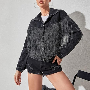 <b>High</b> Quality Short Sleeve Women's Crop Denim Jacket Breathable Customizable Casual Plain Washed Wholesale - Product Image 4
