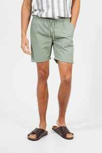 Pantalones Cortos Bermuda de Algodón Verde Sólido para Hombre con Bolsillos, Cintura Elástica, Corte Medio, Transpirables y Tejidos - Product Image 4