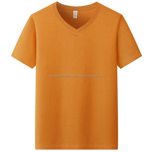 T-shirt à col en V 100% coton personnalisé par les fabricants pour hommes 210G 3XL Uni Épaule tombante Poids lourd Coupe ample T-shirt vierge - Product Image 5