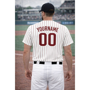 <b>Hot</b> Sale Custom Sublimated Stitched Baseball Design Blank BaseballJersey <b>Red</b> Custom Stripe Casual Baseball Jersey - Product Image 4