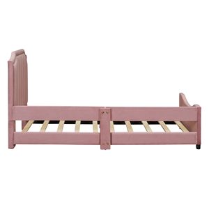 Letto a giorno classico a righe rosa imbottito, misura singola, per bambini, con elegante testiera - Product Image 6