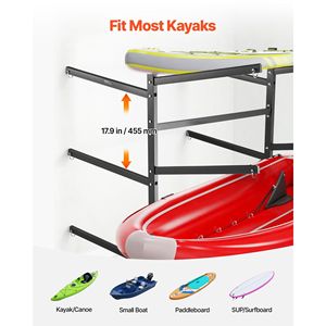 Soporte Resistente para 6 Kayaks, Capacidad de 400 Libras, Soporte Independiente para Interiores/Exteriores, para Almacenamiento en Garaje o Muelle - Product Image 3