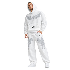 Private <b>Label</b> Rhinestone Hoodies Jogger Tracksuit Oversized Custom Print Streetwear OEM ODM Bulk Supplier Manufacturer - Product Image 1