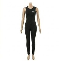 Combinaison une pièce sans manches pour femme, dos ouvert, extensible dans quatre sens, mélange polyester élasthanne, col rond, vêtements de sport pour pickleball