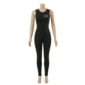 Combinaison sans manches ajustée pour femme, vêtements de sport, extensible dans quatre directions, mélange polyester élasthanne, panneau latéral ergonomique. - Product Image 3