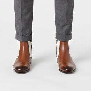 Botas de Tobillo de Cuero para Hombre, Botines de Invierno Sin Cordones, Botas de Tobillo de Cuero para Hombre para Uso Profesional - Product Image 2