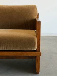 Midcentury Modern Two Seat Wood Sofa With Brown Cushions Outdoor Garden Furniture - Product Image 5