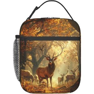 Borsa Termica Portatile per Pranzo con Stampa Cervo, Contenitore Riutilizzabile Impermeabile per Ufficio, per Donne e Uomini - Product Image 1