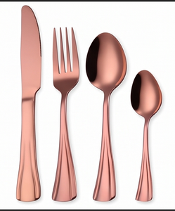 Modern Copper Finish Flatware Set With <b>Knife</b> <b>Fork</b> <b>And</b> Two Spoons Perfect For Wedding Use <b>And</b> Party Use - Product Image 1