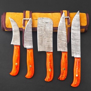 Ensemble de couteaux de chef en acier damas forgé CustomForge, 5 pièces, faits à la main, ambidextres, couteaux de cuisine professionnels, tranchants et durables - Product Image 6