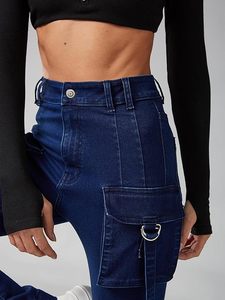 Jean en denim extensible coupe bootcut taille haute court pour femme - Product Image 2