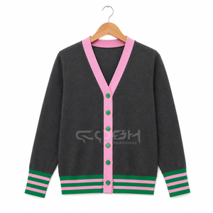 Suéter Cárdigan Universitario Vintage para Mujer, Bordado, Invierno, Estilo Griego, Cosh International Sorority, Cuello en V - Product Image 5