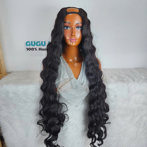 Unprocessed Natural <b>Wavy</b> Half <b>Wig</b> Vietnamese Raw Hair Vendors Super Double Drawn Hot Sale 8 inches - 40inches - Product Image 1