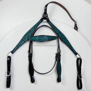 Conjunto de cuello de pecho y cabeza de cuero mecanizado a mano Premium personalizado de alta calidad, tachuela de caballo occidental con artesanía duradera - Product Image 3