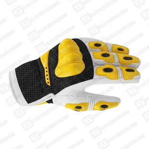 Guantes de Motocicleta de Cuero Blancos y Amarillos de Alta Calidad con Servicio OEM, Protección Completa para los Dedos, Deslizador en la Palma, para Deportes de Invierno - Product Image 3