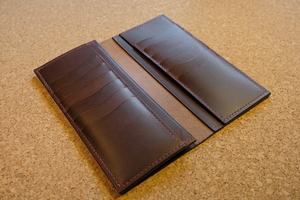 Colección Slim 100% Cartera larga de cuero de vaca para tarjetas y efectivo Estilo vintage con cierre abierto - Product Image 2