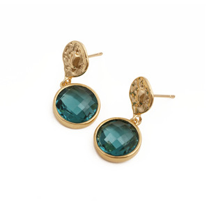 Swiss London Blue Topaz <b>Dangle</b> <b>Earrings</b> <b>Gold</b> Plated Bezel Set Faceted Gemstone Jewelry V - Product Image 2