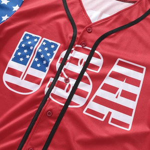 Chemise à drapeau américain, maillot de baseball USA pour hommes, manches courtes, boutonnée, design personnalisé du drapeau USA, équipe personnalisée - Product Image 6