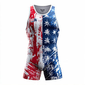 Maillot de lutte américaine personnalisé pour homme, sans manches, col carré, imprimé, pour entraînement de musculation - Product Image 4