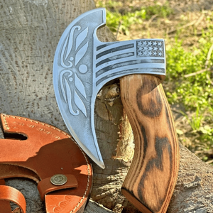 Cortador de Pizza Estilo Hacha Hecho a Mano, Cortador de Pizza de Acero Inoxidable con Mango de Madera, Cortador de Pizza Personalizado para Cocina, Herramienta de Cocina Creativa - Product Image 1