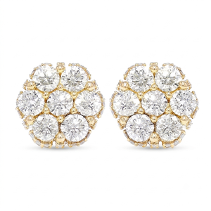 SHRAMAN DIAMOND 10K Solid Gold Luxury Jewelry Trendy Design Lab Grown Halo Cluster Screw Back Hoop Earrings Wedding Engagement - Product Image 1