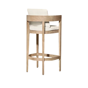 Modern Solid Teak <b>Bar</b> Chair Durable Frame High-End Resort Hotel Outdoor Restaurant Counter <b>Stool</b> with Elegant Armrest - Product Image 5