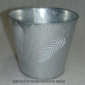 กระถางดอกไม้โลหะทรงกลมชุบสังกะสี - Product Image 3