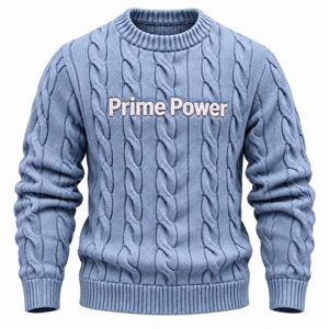 <b>Men's</b> Cable Stitch Crewneck Pullover with Textured Panels and Ribbed Trims Custom Apparel Supplier for Custom Collections - Product Image 1