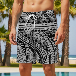 Traje de Baño para Hombre, Color Negro Grisáceo, Transpirable, de Secado Rápido, Cintura Elástica, Poliéster/Algodón, con Bolsillos - Product Image 3