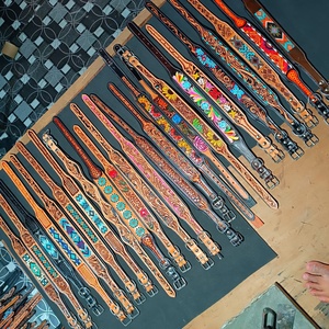 Perro de cuero de alta calidad suave acolchado con cuentas tamaños personalizables entrenamiento especializado Martingale todos los tamaños disponibles Rodeo - Product Image 5