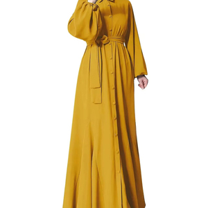 Black Colorblock Asymmetrical Embroidered Polyester <b>Abaya</b> Long Sleeve Modest Muslim Dress Floor Length Loose Fit Daily Wear - Product Image 5