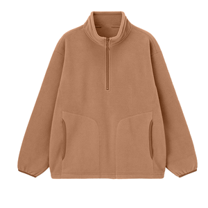 Unisex Fleece Half Zip <b>Pullover</b> Oversized Stand Collar Solid Color Casual Sweatshirt Regular Sleeve Autumn Knitted Top - Product Image 1