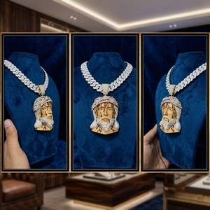 Cadena Cubana de Diamantes Plateados de Lujo de la Mejor Calidad para Estilo Urbano, Uso en Clubes y como Regalo - Product Image 1