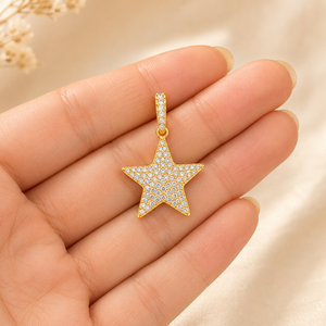 Pendentif tendance scintillant en or 10K avec diamants naturels, étoile de David glacée, triangles et bouclier, bijoux personnalisés de style hip-hop - Product Image 3