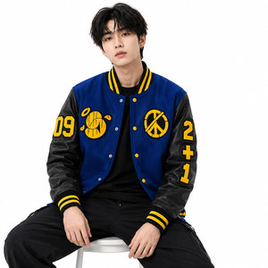Blouson universitaire vintage pour homme OEM, personnalisé avec logo brodé et design patchwork sur le devant, idéal pour l'hiver - Product Image 4