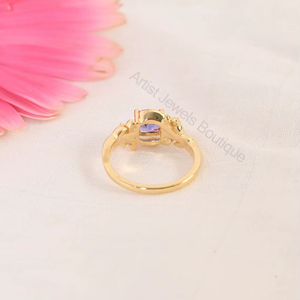 Bague de fiançailles et de mariage en Tanzanite naturelle taille coussin 1,05 carat, argent sterling 925, or massif 14 carats, bijoux de luxe OEM ODM - Product Image 4
