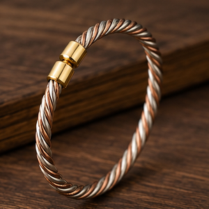 Premium Tri Tone Twisted <b>Wire</b> Cuff Copper Therapy Bracelet Fashionable Metal Jewelry Exquisite Craftsmanship - Product Image 6