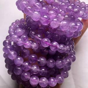 Perles rondes en améthyste naturelle non traitée, améthyste nuageuse, demi-brin pour la fabrication de bijoux et artisanat DIY - Product Image 6