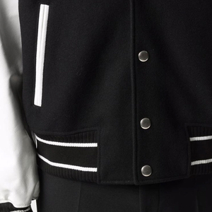 Men's Casual Winter Customized Fabric <b>Mandarin</b> <b>Collar</b> Bomber Varsity <b>Jacket</b> Quick Dry & Breathable - Product Image 5