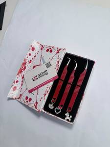 Pince à épiler GETUP BROSONS IMPEX Curve 90 Dolphin Red pour extensions de cils, en acier inoxydable, fibres lisses, précision, antidérapante, parfaite - Product Image 2