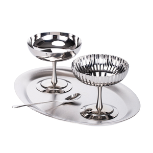 ชามไอศกรีมโลหะดีไซน์ใหม่ล่าสุดสำหรับเสิร์ฟของหวานในร้านอาหารและคาเฟ่ ผลิตจากสแตนเลสขัดเงา - Product Image 4