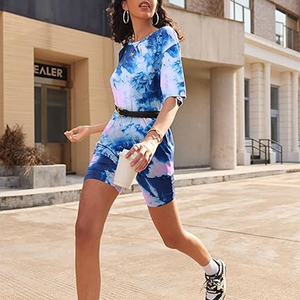 Women Relaxed Fit Oversized Top and Shorts <b>Set</b> Casual Fashion Summer Clothing Wholesale <b>tie</b> dye - Product Image 4