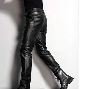 Pantalon en cuir véritable sur mesure pour homme, prix de gros, avec logo personnalisé, design unique - Product Image 5