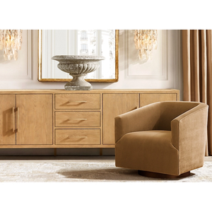 French Contemporary Solid Teak <b>Sideboard</b> Long <b>Storage</b> Cabinet Four Doors Three Drawers Durable for Luxury Dining Room - Product Image 5