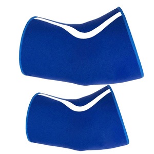 Genouillère élastique bleue en nylon de couleur unie avec support - Product Image 5