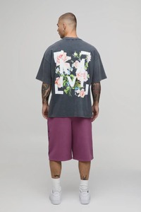 Camiseta Oversize de Algodón para Hombre con Hombros Caídos, Estampado Gráfico en el Pecho, Manga Corta, Estilo Casual Urbano, Ajuste Holgado - Product Image 4