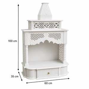 Mandir en marbre blanc sculpté à la main, traditionnel, de qualité supérieure, en Corian, unité de prière hindoue, dôme Devghar design, tiroir de rangement - Product Image 2