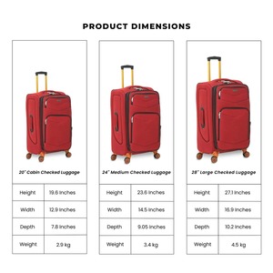 Red Luggage Set 3-Piece Polyester <b>Suitcases</b> with 4 <b>Wheels</b> Travel <b>Suitcase</b> Set With Multi Direction <b>Wheels</b> And Secure Zipper - Product Image 6