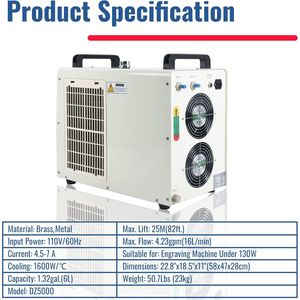 Enfriador de Agua Industrial de 6L 40W-130W para Máquinas de Corte y Grabado Láser de CO2 220V - Product Image 6